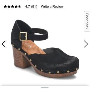 Korks Evah Studded Black Suede Distressed Mary Jane Chunky Clogs